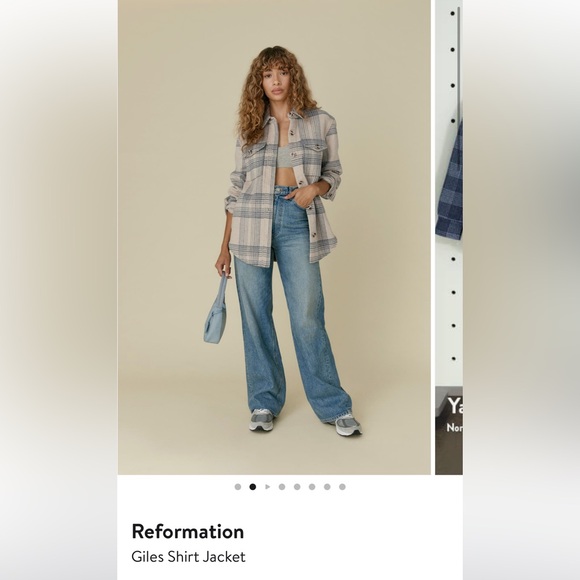 Reformation Beige and Gray Plaid Shacket Jacket - Women - Picture 6 of 6